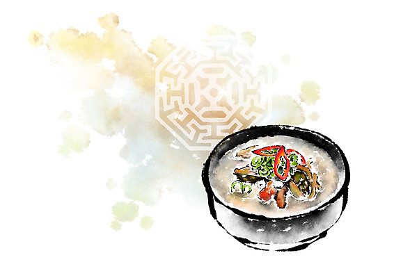 PSD 한국전통 한식 음식 일러스트 캘리그라피 사람없음 전통문양 전통음식 뚝배기 탕 국내일러스트 전통 문양 한국 파일형식