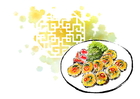 PSD 한국전통 접시 한식 음식 일러스트 캘리그라피 사람없음 전통문양 전통음식 동그랑땡 부침개 국내일러스트 전통 문양 식기 한국 전 파일형식