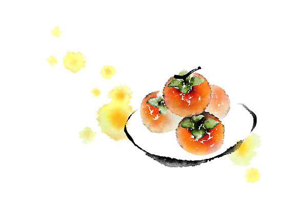 PSD 접시 음식 일러스트 캘리그라피 감 사람없음 국내일러스트 식기 과일 파일형식