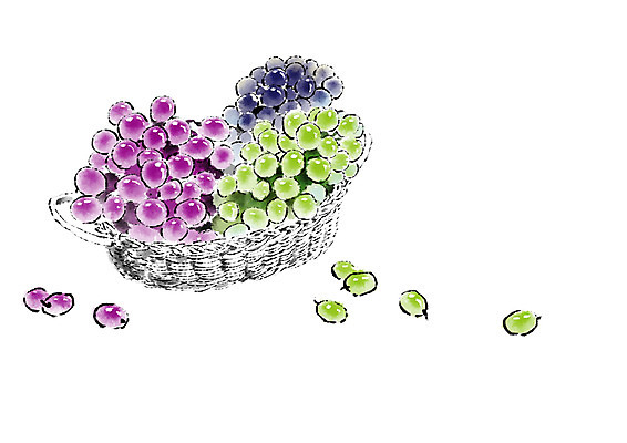 PSD 음식 일러스트 캘리그라피 포도 사람없음 바구니 청포도 국내일러스트 과일 파일형식