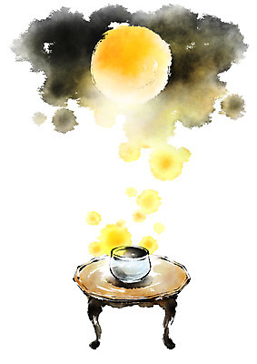 PSD 한국전통 그릇 일러스트 캘리그라피 사람없음 보름달 기도 밥상 민속신앙 토속신앙 국내일러스트 전통 식기 종교 탁자 한국 달 파일형식