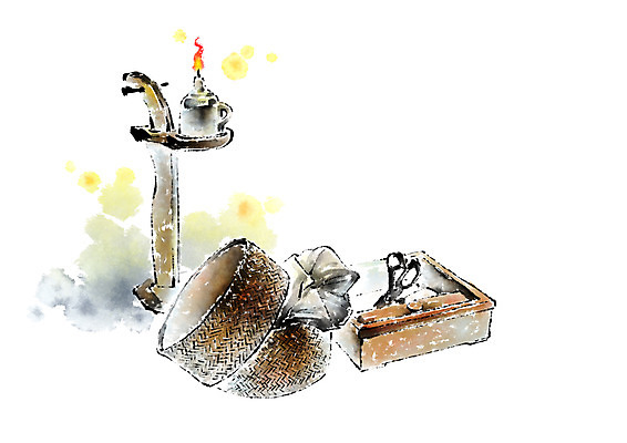 PSD 한국전통 일러스트 캘리그라피 전통소품 가위 사람없음 바구니 촛대 가위질 호롱불 국내일러스트 전통 문구용품 조명 한국 가위_도구 오브젝트 파일형식