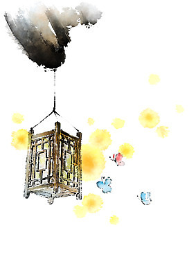 PSD 한국전통 나비 일러스트 캘리그라피 전통소품 사람없음 처마 외등 국내일러스트 전통 곤충 한국 오브젝트 파일형식