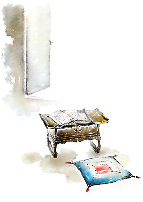 PSD 한국전통 일러스트 캘리그라피 전통소품 방석 사람없음 책상 서책 국내일러스트 전통 가구 한국 책 오브젝트 파일형식