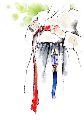 PSD 한국전통 여자 일러스트 캘리그라피 한명 상반신 성인 한복 노리개 옷고름 국내일러스트 1 전통 전통소품 한국 사람 전통의상 파일형식