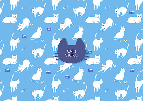 PSD 패턴 여러마리 일러스트 사람없음 고양이 패키지 통조림 생선가시 브랜딩 국내일러스트 다수 무늬 포유류 반려동물 파일형식