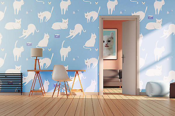 PSD 액자 의자 여러마리 일러스트 벽지 조명 사람없음 인테리어 소파 문 고양이 책상 패키지 통조림 목업 브랜딩 국내일러스트 디자인 가구 다수 포유류 반려동물 파일형식