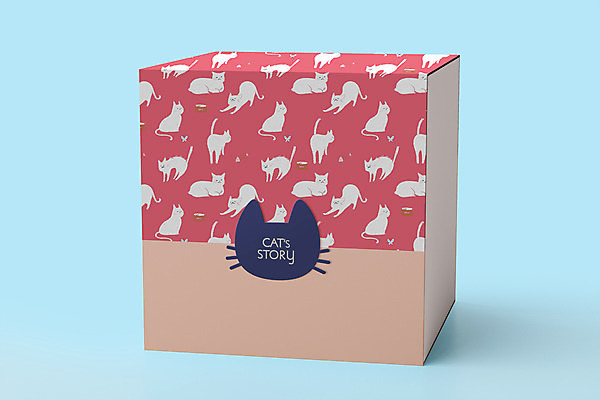 PSD 여러마리 일러스트 사람없음 상자 고양이 패키지 박스포장 목업 브랜딩 국내일러스트 다수 포장 포유류 반려동물 파일형식