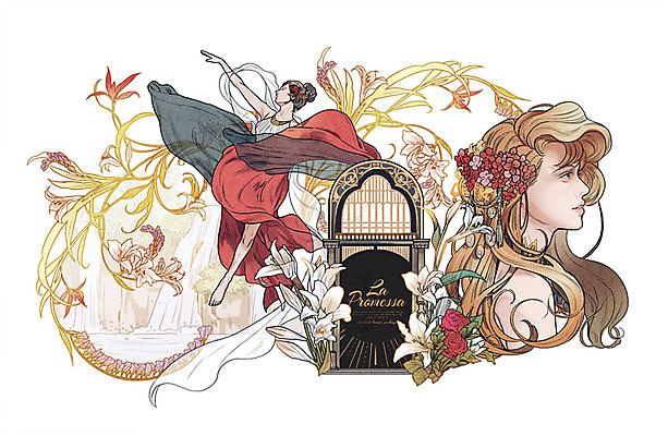 전신 PSD 여자 꽃 일러스트 나뭇잎 상반신 성인 두명 장미 폭포 백합 패키지 여신 목업 브랜딩 국내일러스트 식물 잎 자연 사람 파일형식