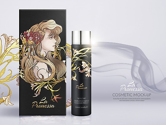 PSD 여자 꽃 얼굴 곡선 일러스트 한명 상반신 성인 상자 뷰티 화장품 패키지 목업 브랜딩 국내일러스트 식물 1 선 사람 신체부위 파일형식