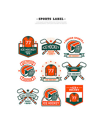 스포츠 일러스트 사람없음 세트 라벨 헬멧 하키 하키채 하키용품 국내일러스트 AI파일 스포츠용품 프레임 구기 보호장비 파일형식 벡터
