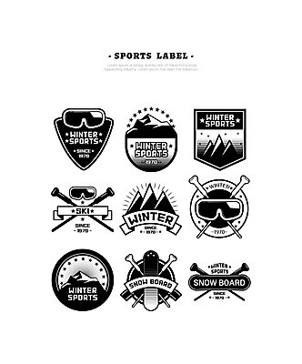 스포츠 일러스트 스키 고글 산 사람없음 세트 라벨 스노우보드 스키장비 폴 스키고글 국내일러스트 AI파일 스포츠용품 겨울스포츠 프레임 보드_스포츠 스키용품 파일형식 벡터