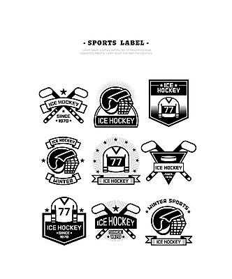 스포츠 일러스트 사람없음 세트 라벨 헬멧 하키 하키채 하키용품 국내일러스트 AI파일 스포츠용품 프레임 구기 보호장비 파일형식 벡터
