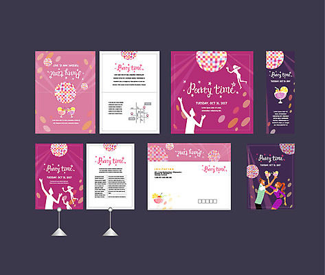 템플릿 배너템플릿 여자 남자 이벤트 여러명 상반신 성인 세트 파티 현수막 칵테일 전단 건배 엽서 초대장 미러볼 약도 소봉투 행사세트 행사템플릿 AI파일 배너 다수 지도 편지봉투 카드_감사 주류 사람 장식 편지 홍보물 파일형식 벡터