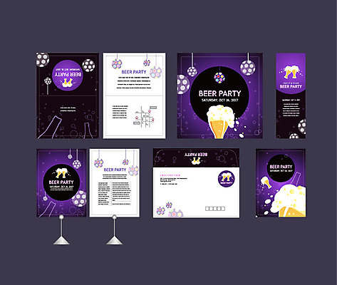 템플릿 배너템플릿 맥주 이벤트 사람없음 세트 파티 현수막 전단 엽서 초대장 미러볼 약도 소봉투 행사세트 행사템플릿 AI파일 배너 지도 편지봉투 카드_감사 주류 장식 편지 홍보물 파일형식 벡터