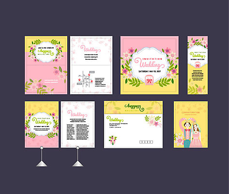 템플릿 배너템플릿 여자 남자 꽃 신부 신랑 결혼 이벤트 상반신 성인 두명 세트 현수막 전단 청첩장 엽서 초대장 약도 소봉투 행사세트 행사템플릿 AI파일 식물 배너 지도 편지봉투 카드_감사 사람 편지 홍보물 파일형식 벡터