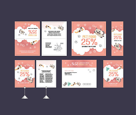 템플릿 배너템플릿 여러마리 이벤트 사람없음 세트 세일 고양이 현수막 전단 엽서 초대장 약도 반려 소봉투 행사세트 행사템플릿 AI파일 배너 다수 지도 포유류 편지봉투 카드_감사 반려동물 편지 홍보물 파일형식 벡터