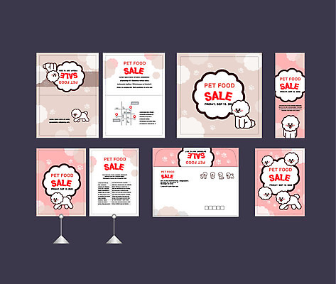 템플릿 배너템플릿 여러마리 이벤트 사람없음 세트 세일 현수막 강아지 전단 엽서 초대장 약도 반려 소봉투 행사세트 행사템플릿 AI파일 배너 다수 지도 편지봉투 카드_감사 반려동물 개 편지 홍보물 파일형식 벡터
