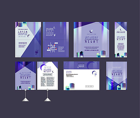 템플릿 배너템플릿 이벤트 사람없음 건물 세트 현수막 야간 초승달 클럽 전단 엽서 초대장 약도 소봉투 행사세트 행사템플릿 AI파일 자연요소 건축물 배너 지도 편지봉투 카드_감사 달 편지 홍보물 파일형식 벡터