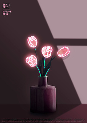 PSD 일러스트 그림자 사람없음 꽃병 네온 네온아트 국내일러스트 꽃 파일형식