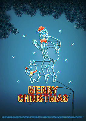 PSD 크리스마스 일러스트 나뭇잎 사람없음 산타클로스 루돌프 네온 네온아트 국내일러스트 기념일 잎 사슴 파일형식