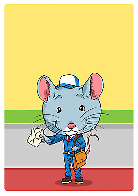 PSD 동물 직업 한마리 동물캐릭터 일러스트 의인화 들기 사람없음 쥐 편지 우체부 직업체험 일러캐릭터 캐릭터 1 모션 체험학습 설치류 파일형식