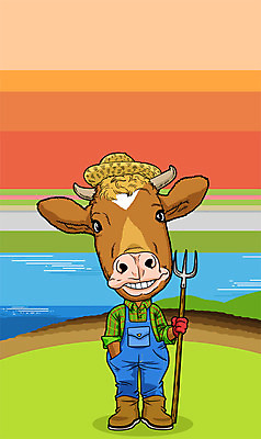 PSD 동물 직업 한마리 동물캐릭터 밭 일러스트 의인화 사람없음 소 농부 직업체험 일러캐릭터 캐릭터 1 농업 포유류 체험학습 파일형식