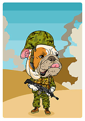 PSD 동물 직업 한마리 동물캐릭터 일러스트 의인화 들기 사람없음 군인 총 군복 전쟁 불독 직업체험 일러캐릭터 캐릭터 1 무기 유니폼 모션 체험학습 개 국군 파일형식