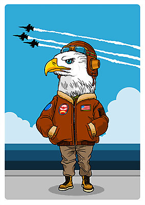 PSD 동물 구름 직업 한마리 동물캐릭터 일러스트 비행기 의인화 사람없음 파일럿 공군 독수리 직업체험 일러캐릭터 자연요소 캐릭터 1 항공교통 조류 대중교통 군대 체험학습 파일형식