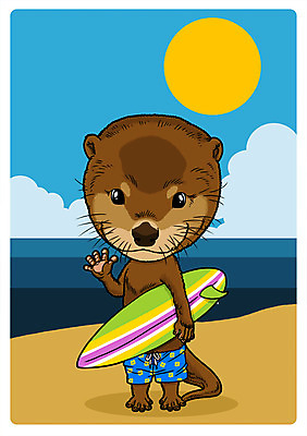 PSD 동물 직업 한마리 바다 동물캐릭터 일러스트 의인화 사람없음 여름 모래사장 태양 서핑보드 서퍼 직업체험 수달 일러캐릭터 자연요소 캐릭터 1 계절 운동선수 보드_스포츠 체험학습 파일형식