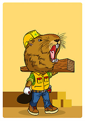 PSD 동물 직업 한마리 동물캐릭터 일러스트 의인화 들기 사람없음 건축가 목수 나무기둥 직업체험 비버 일러캐릭터 캐릭터 1 모션 체험학습 파일형식