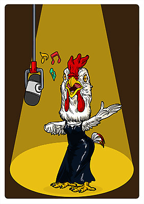 PSD 동물 직업 한마리 동물캐릭터 일러스트 노래 의인화 사람없음 가수 닭 마이크 스포트라이트 직업체험 일러캐릭터 캐릭터 1 음악 음향기기 조류 음악가 체험학습 파일형식