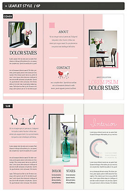 템플릿 표지디자인 표지 ZIP 내지 리플렛 분홍색 3단접지 팜플렛 사람없음 꽃병 인디자인 INDD 이미지템플릿 꽃 컬러 파일형식