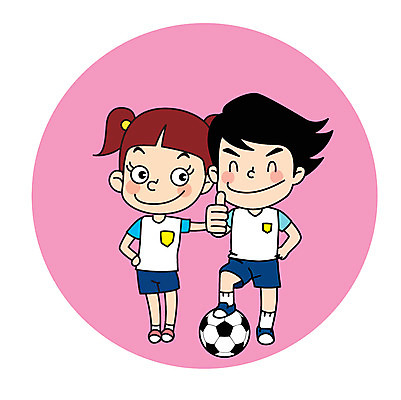 전신 캐릭터 여자 남자 어린이 스포츠 일러스트 축구공 웃음 두명 축구 최고 일러캐릭터 AI파일 공 축구용품 표정 사람 구기 파일형식 벡터