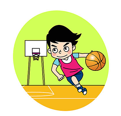 전신 캐릭터 남자 어린이 스포츠 일러스트 농구 농구공 한명 농구대 드리블 일러캐릭터 AI파일 1 공 사람 구기 골대 파일형식 벡터