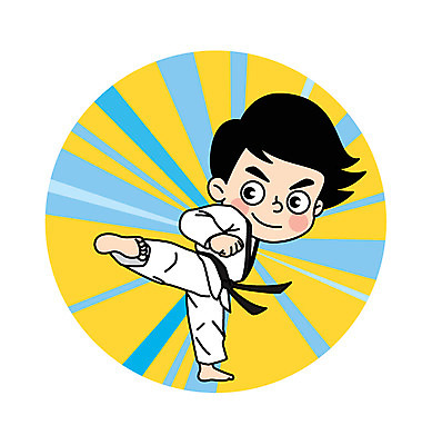 전신 캐릭터 남자 어린이 스포츠 일러스트 도복 한명 태권도 태권도복 옆차기 일러캐릭터 AI파일 1 옷 사람 격투기 킥 파일형식 벡터