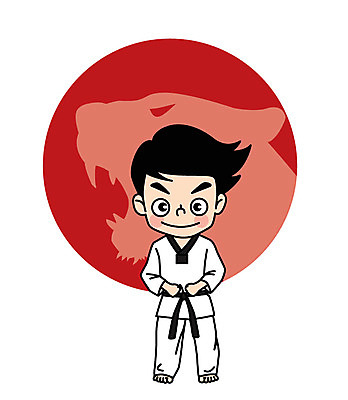 전신 캐릭터 남자 어린이 스포츠 일러스트 도복 한명 태권도 태권도복 준비자세 일러캐릭터 AI파일 1 옷 포즈 사람 격투기 준비 파일형식 벡터