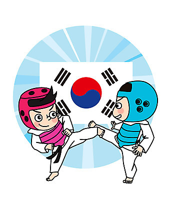 전신 캐릭터 남자 어린이 스포츠 일러스트 도복 두명 경쟁 보호장비 태권도 태권도복 일러캐릭터 AI파일 옷 컨셉 사람 격투기 장비 파일형식 벡터