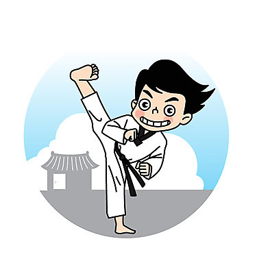 전신 캐릭터 남자 어린이 스포츠 일러스트 도복 한명 태권도 태권도복 옆차기 일러캐릭터 AI파일 1 옷 사람 격투기 킥 파일형식 벡터