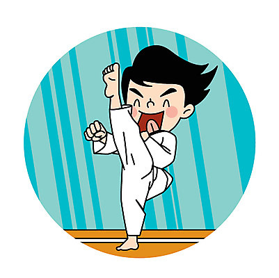 전신 캐릭터 남자 어린이 스포츠 일러스트 도복 한명 킥 태권도 태권도복 일러캐릭터 AI파일 1 옷 모션 사람 격투기 파일형식 벡터