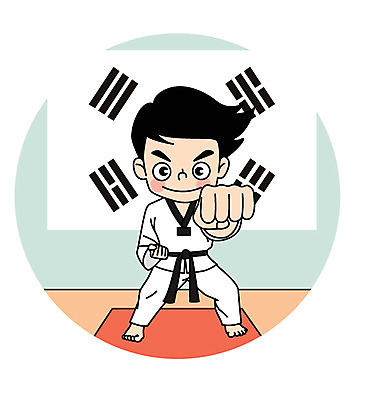 전신 캐릭터 남자 어린이 스포츠 일러스트 도복 한명 태극기 태권도 태권도복 일러캐릭터 AI파일 1 옷 사람 격투기 국기 파일형식 벡터