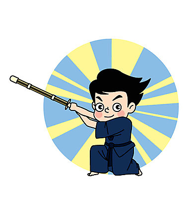 전신 캐릭터 남자 어린이 스포츠 포즈 일러스트 한명 검도 검도복 목검 일러캐릭터 AI파일 1 무기 도복 사람 격투기 검 파일형식 벡터