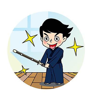 전신 캐릭터 남자 어린이 스포츠 일러스트 한명 검도 검도복 목검 일러캐릭터 AI파일 1 무기 도복 사람 격투기 검 파일형식 벡터