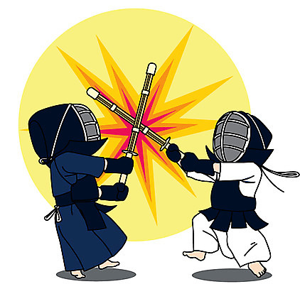 전신 캐릭터 남자 어린이 스포츠 일러스트 두명 경쟁 검도 검도복 목검 일러캐릭터 AI파일 무기 컨셉 도복 사람 격투기 검 파일형식 벡터