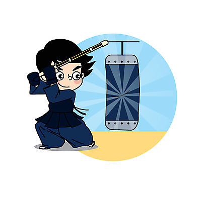 전신 캐릭터 남자 어린이 스포츠 일러스트 한명 검도 샌드백 검도복 목검 일러캐릭터 AI파일 1 무기 도복 사람 격투기 검 파일형식 벡터