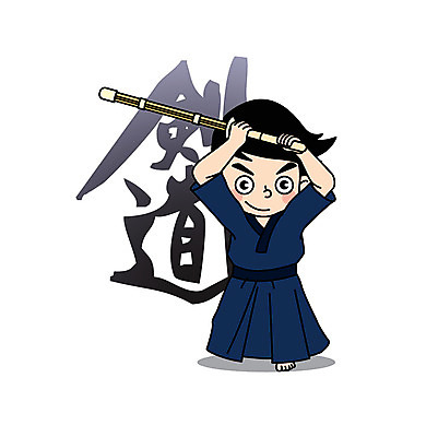 전신 캐릭터 남자 어린이 스포츠 포즈 일러스트 한명 검도 검도복 목검 일러캐릭터 AI파일 1 무기 도복 사람 격투기 검 파일형식 벡터