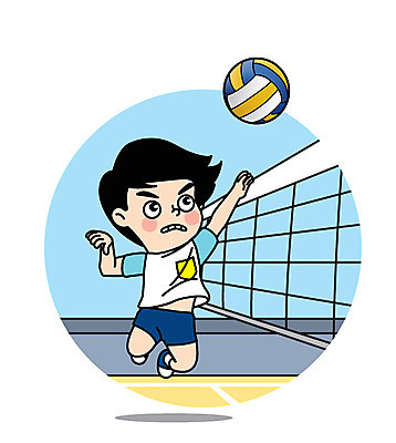 전신 캐릭터 남자 어린이 스포츠 일러스트 한명 네트 배구 배구공 스파이크 일러캐릭터 AI파일 1 스포츠용품 공 사람 구기 파일형식 벡터