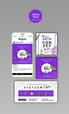 PSD 템플릿 꽃 웹템플릿 디자인시안 모바일 사람없음 세트 뷰티 홈페이지 보라색 화장품 매니큐어 소셜네트워크 미디어팩 SNS배너 이미지템플릿 식물 컬러 파일형식