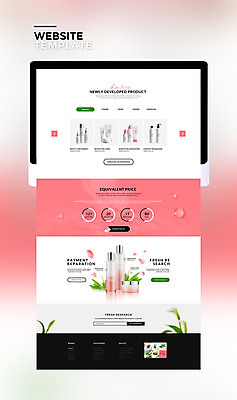 PSD 템플릿 분홍색 웹템플릿 잎 사이트템플릿 나뭇잎 사람없음 태블릿 뷰티 홈페이지 홈페이지시안 화장품 다양 이미지템플릿 식물 컬러 다수 전자제품 스마트기기 파일형식