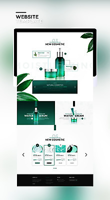 PSD 템플릿 웹템플릿 잎 사이트템플릿 나뭇잎 사람없음 초록색 태블릿 뷰티 홈페이지 홈페이지시안 화장품 수분크림 이미지템플릿 식물 컬러 전자제품 스마트기기 파일형식